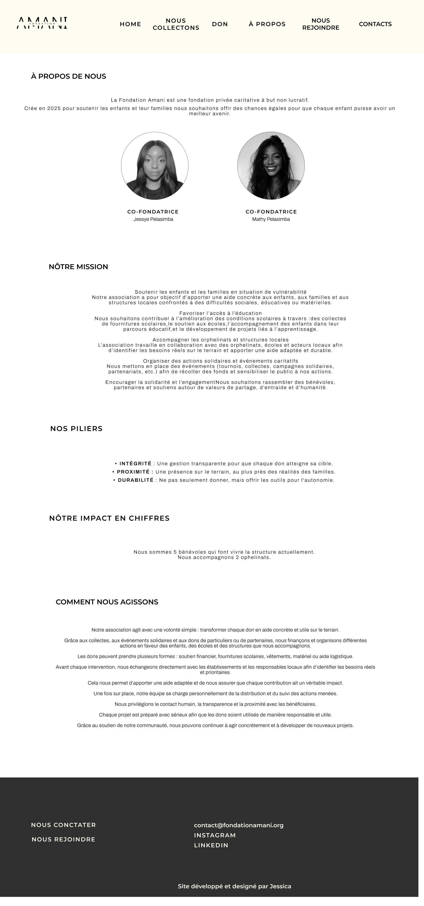 Design page À propos Fondation Amani