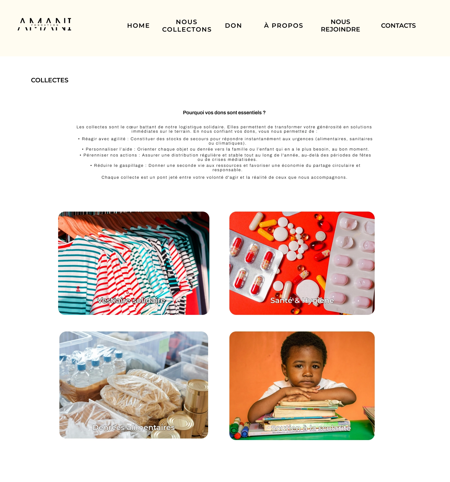 Design page Collectes Fondation Amani