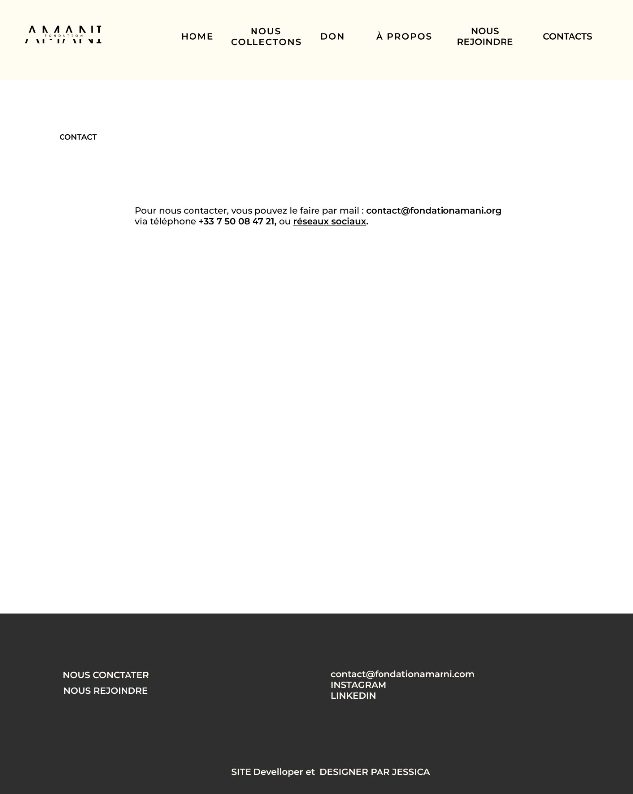 Design page Contact Fondation Amani