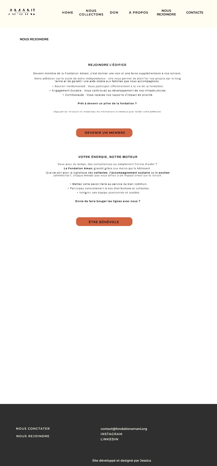 Design page Nous rejoindre Fondation Amani