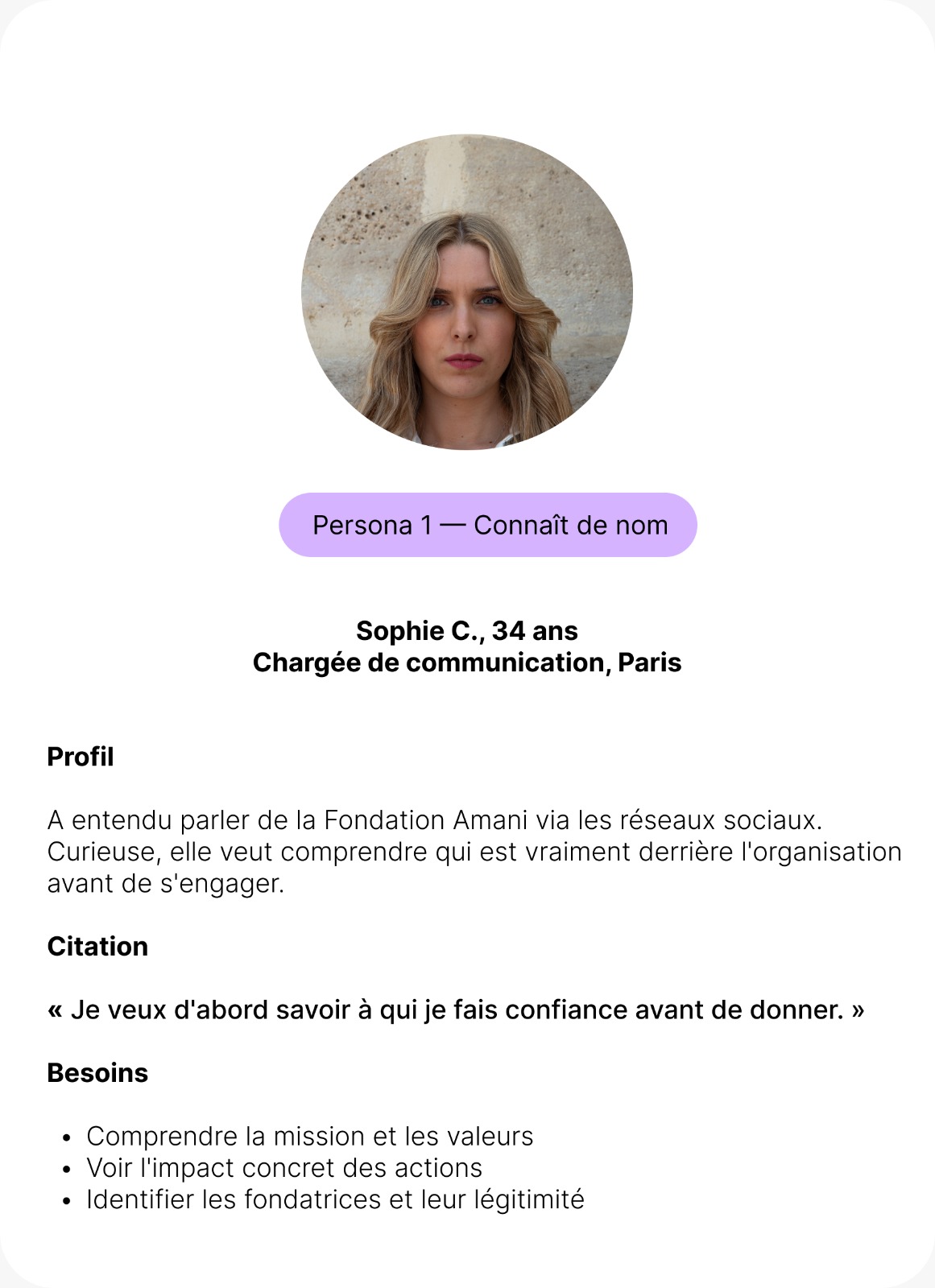 Persona Sophie, 34 ans — Elle connaît de nom