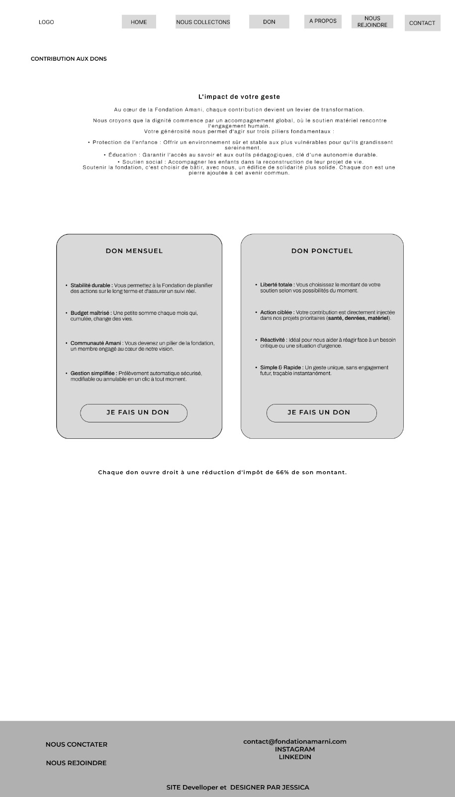 Wireframe page Don Fondation Amani