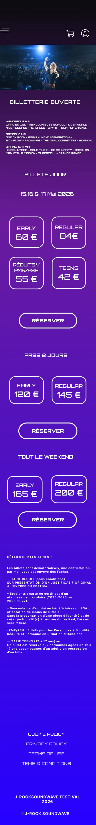 Billetterie - wireframe J-Rock Soundwave Festival
