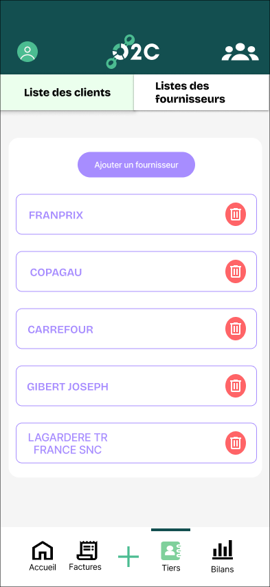 Fournisseurs — liste renseignée