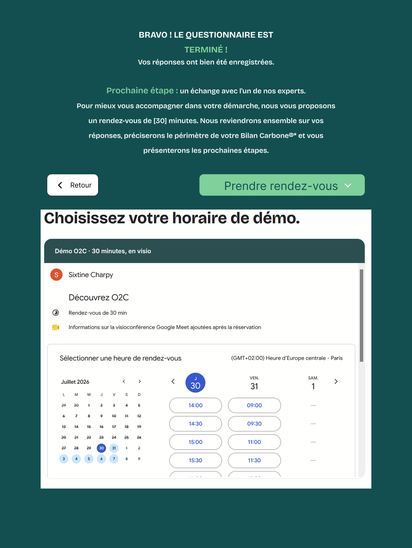 Prise de rendez-vous avec un expert O2C