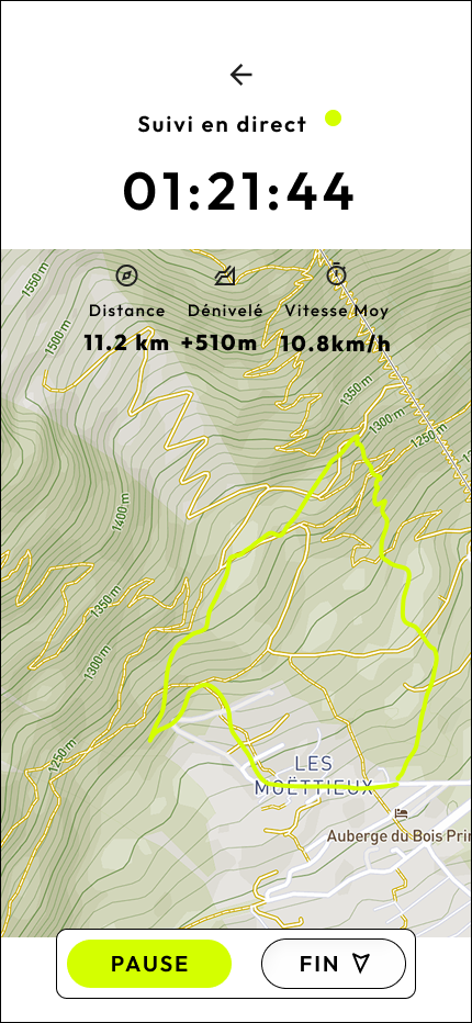 Écran Live Tracker